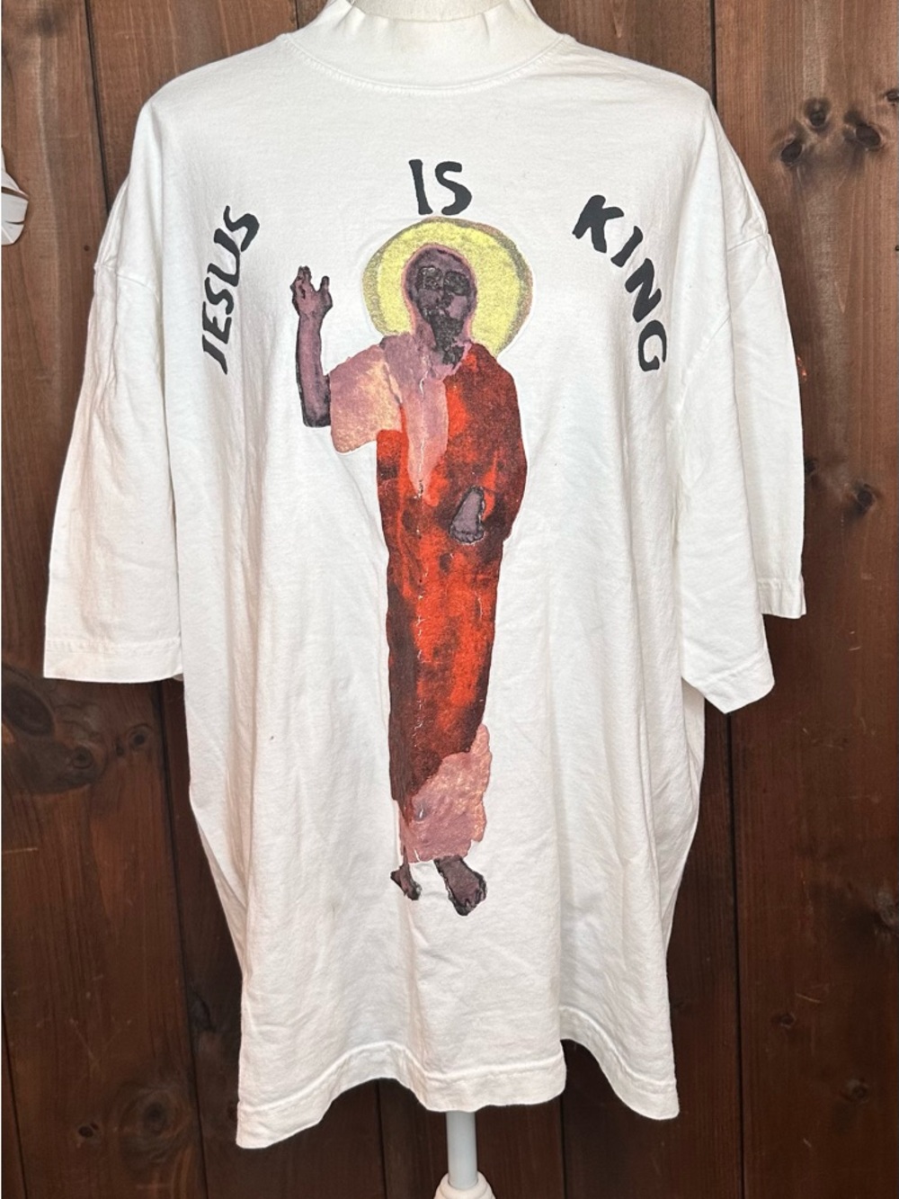 Kanye West - ‘Jesus Is King’ White Moc Neck Shirt Graphic Tee size XL - USED